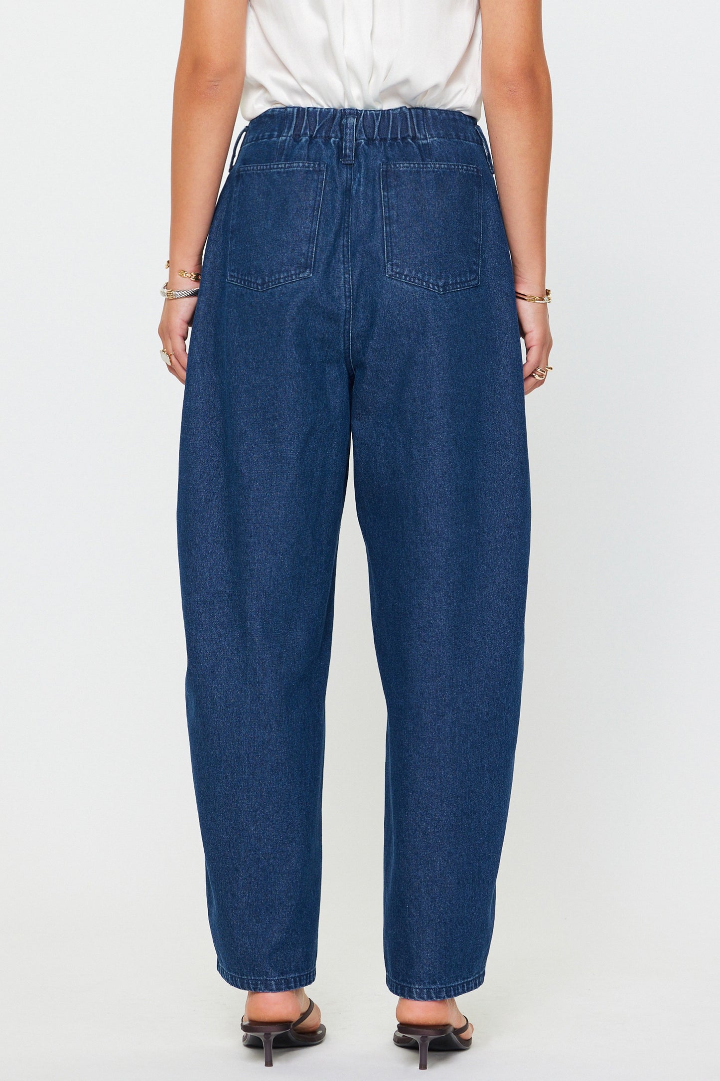 Denim Flower Barrel Pants