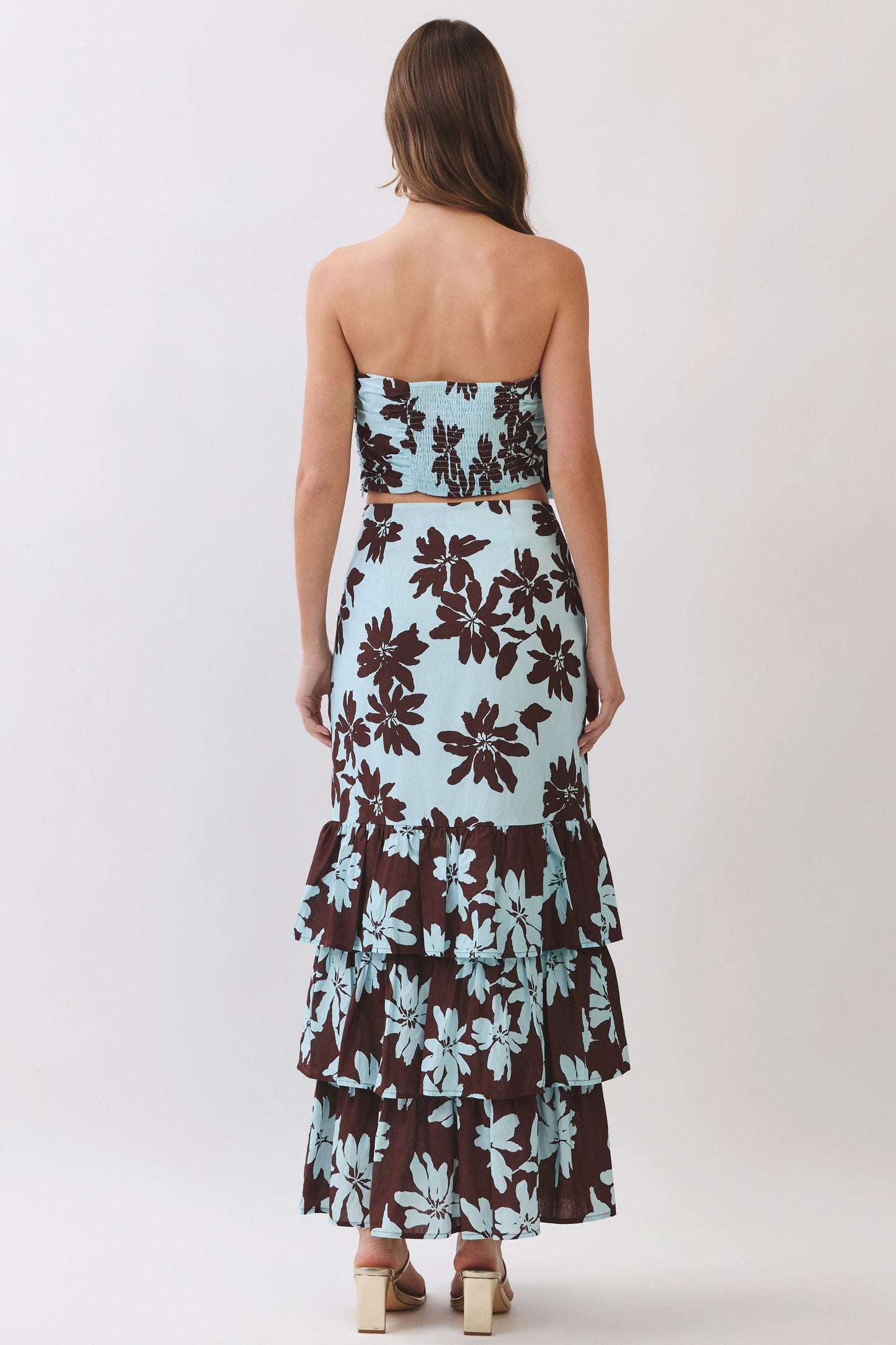 Floral Strapless Ruffle Set