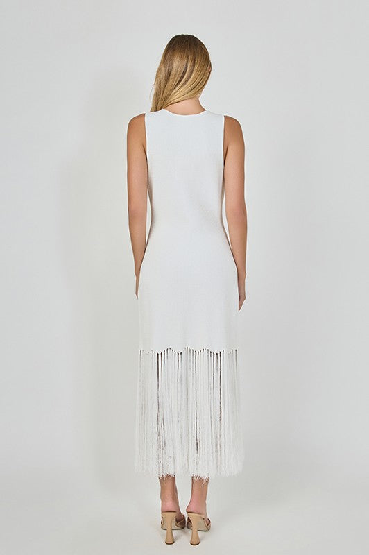 Fringe Knit Midi Dress