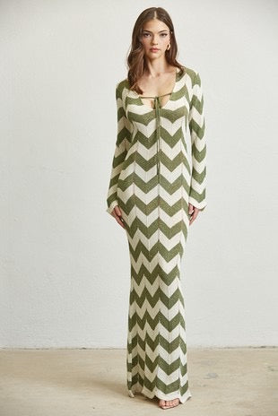 green and white chevron maxi dress Zig Zag Dress – MarKa Pr LLC