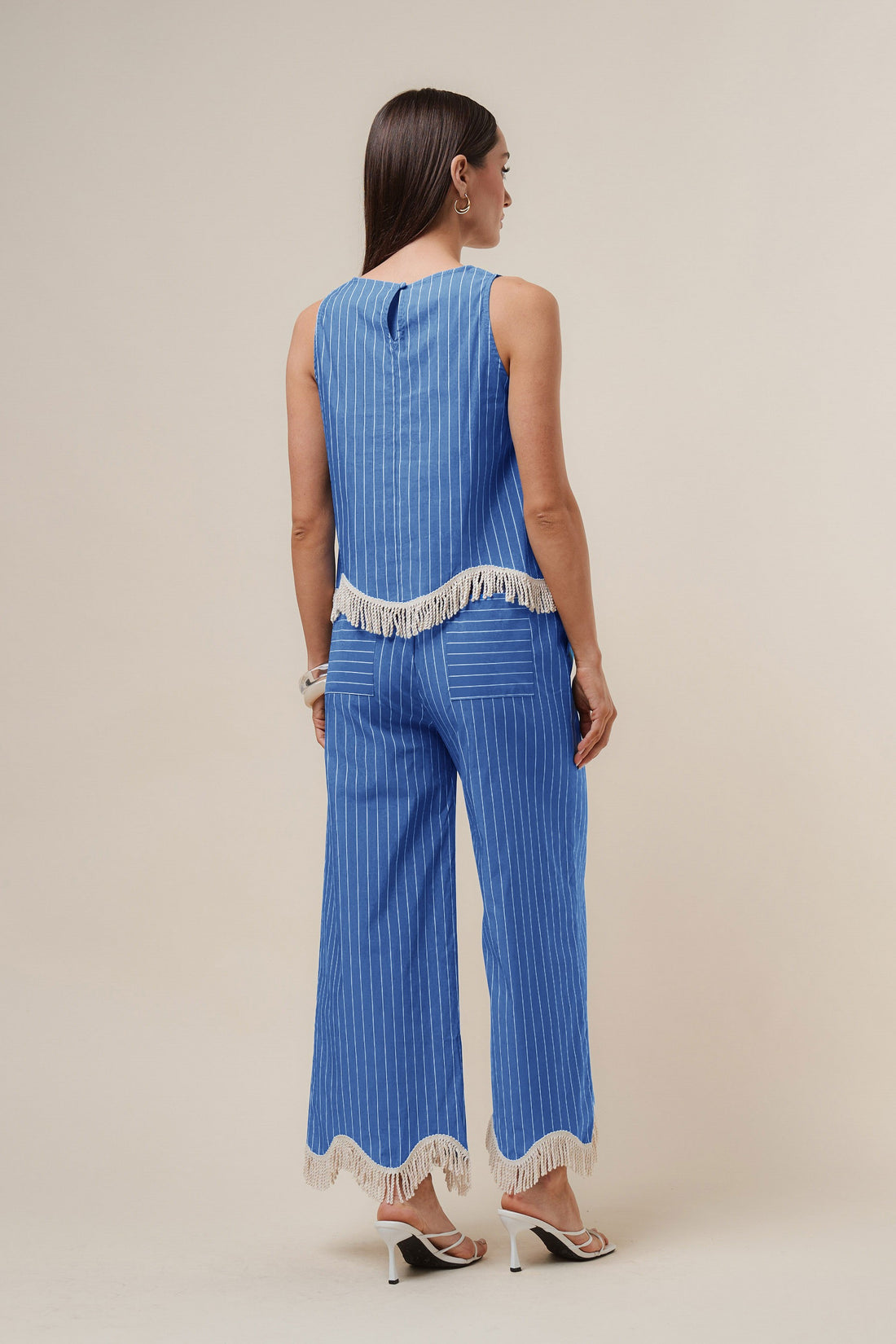 Fringe Stripes Pants Set