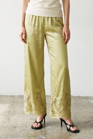 Olive Satin Pants
