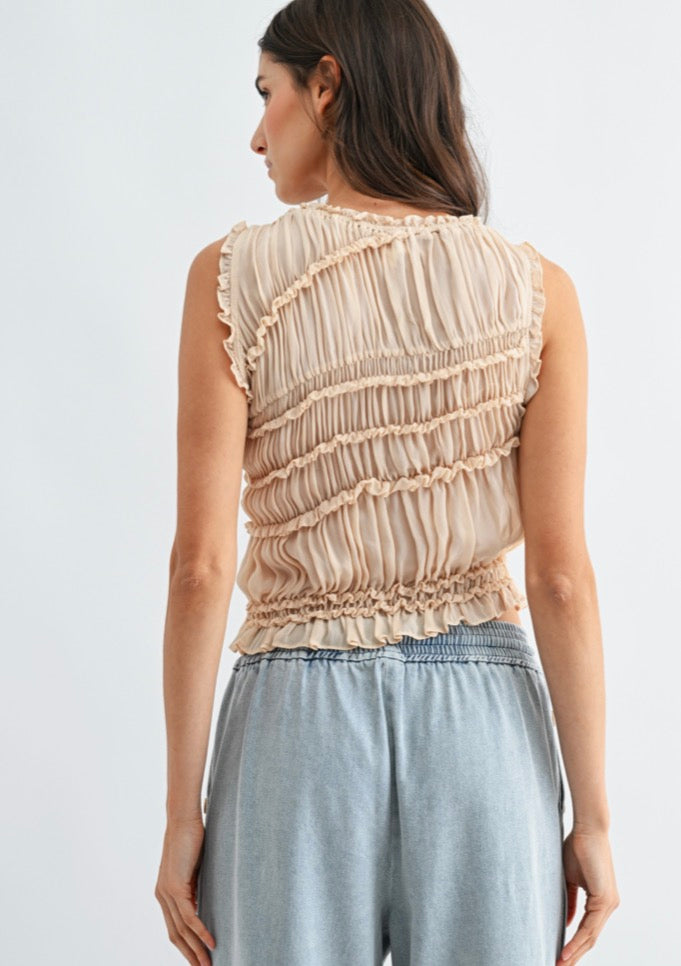 Pleated Ruffle Top