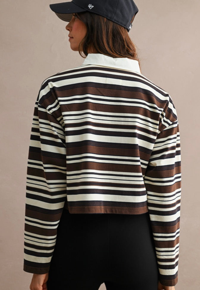 Collar Stripes Crop Top