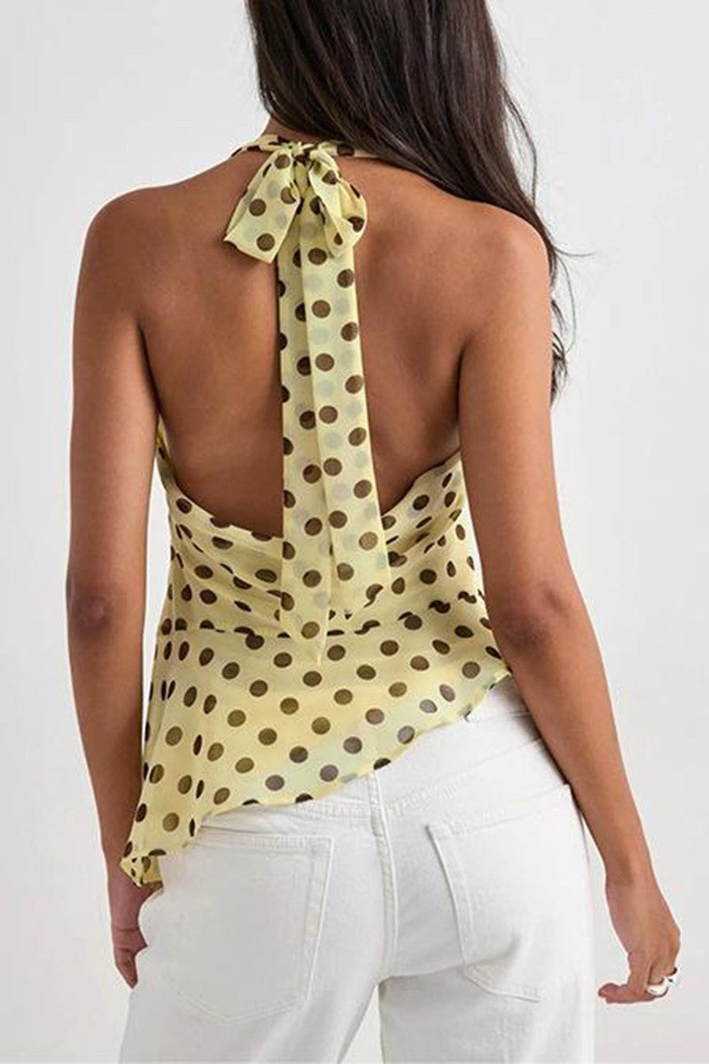 Yellow Polka Dot Halter Tank Top