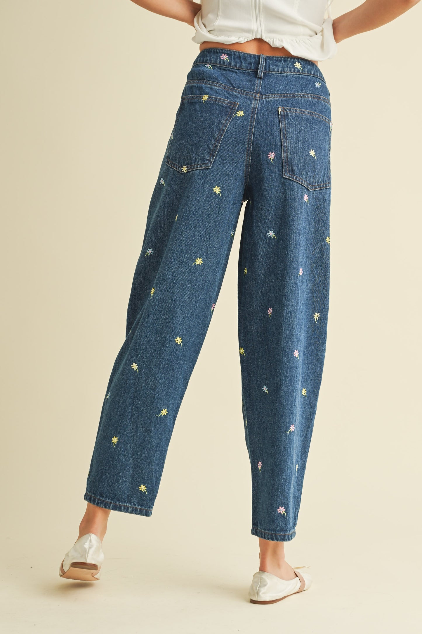 Flowers Barrel Pants