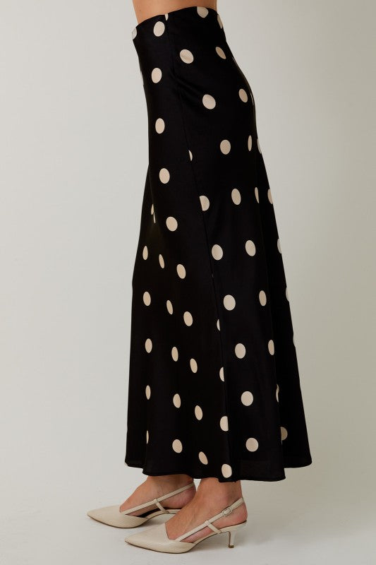 Polka Dot Satin Skirt