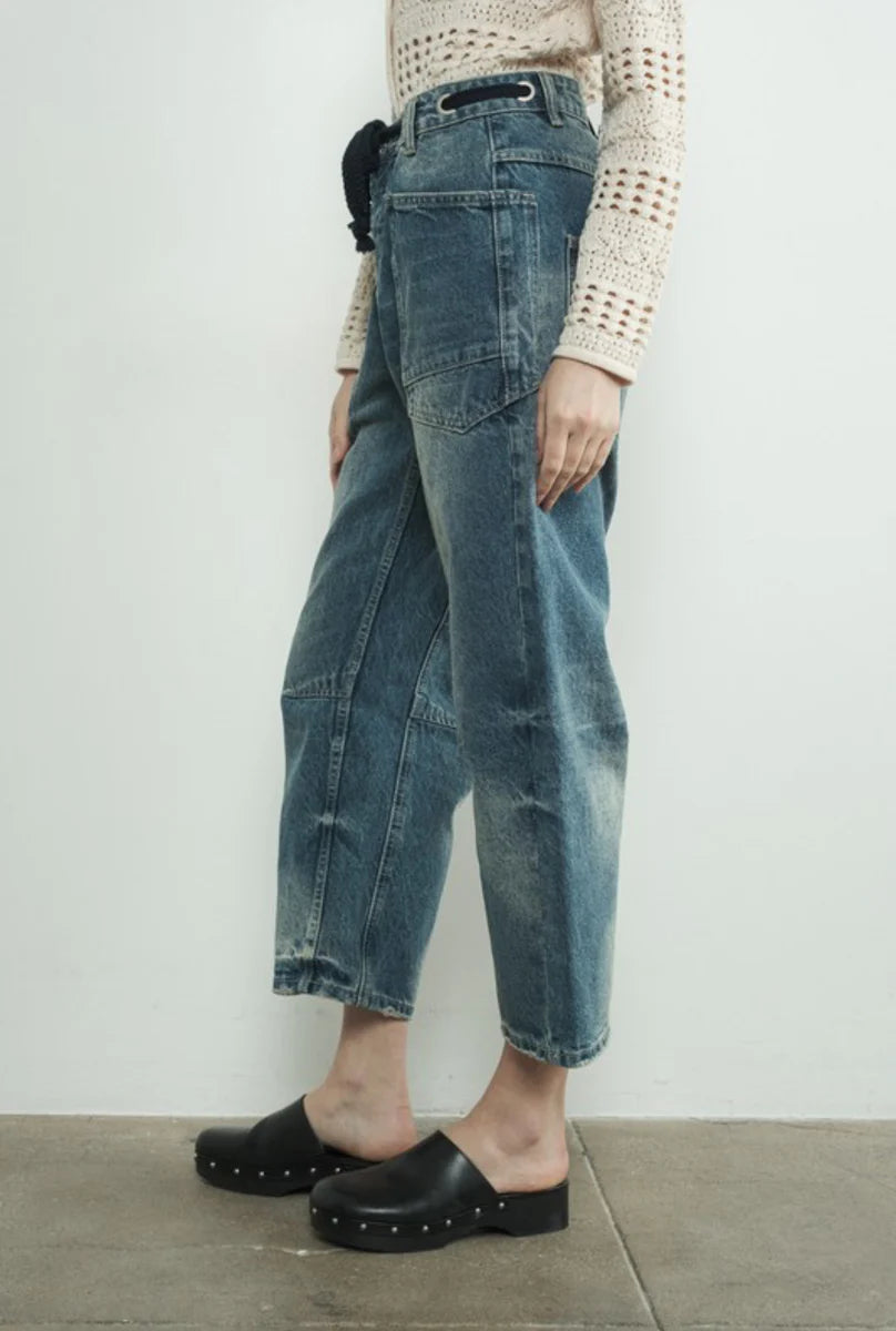 Eyelet Waist Barrel Pants