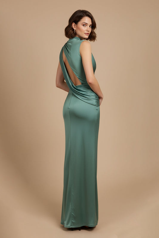 Teal Drape Maxi Dress