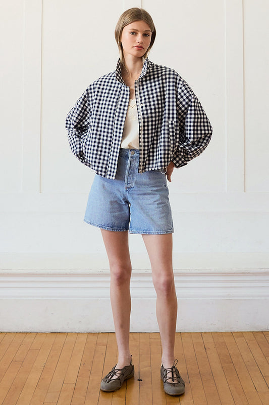 Gingham zip jacket
