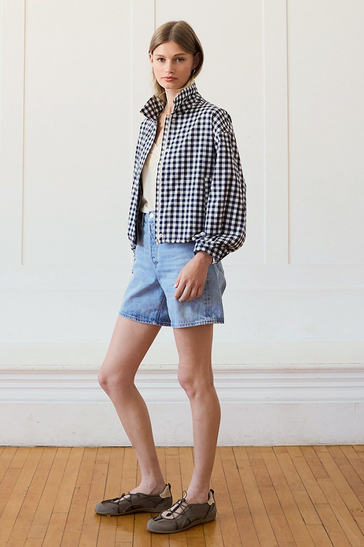 Gingham zip jacket