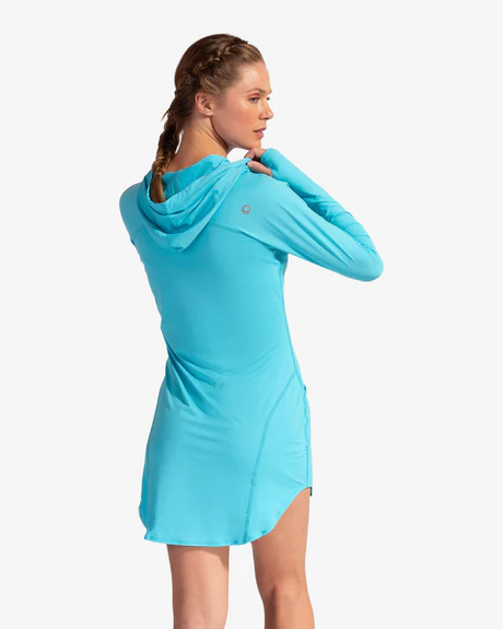 LIGHT TURQUOISE WOMEN'S HOODIE DRESS RELAXED