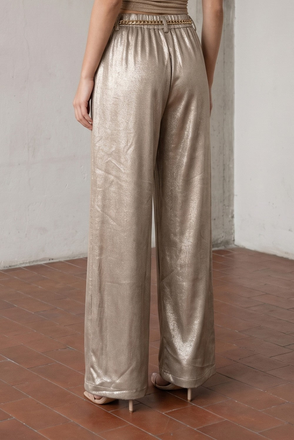 Shimmering Pleated Pants