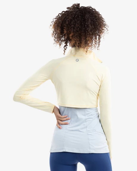 LEMON YELLOW WOMEN'S FULL ZIP CROP TOP