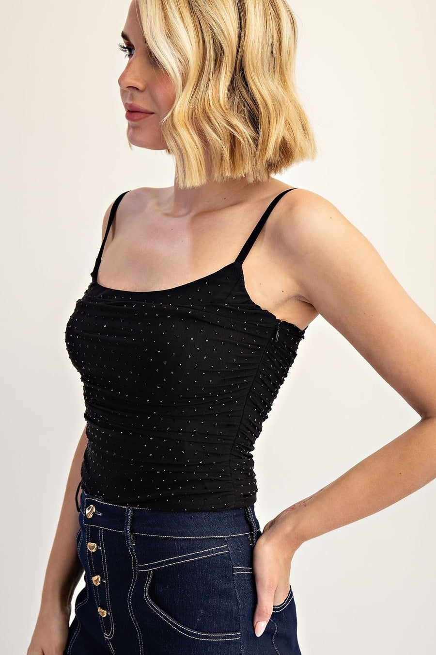 Rhinestone Mesh Top