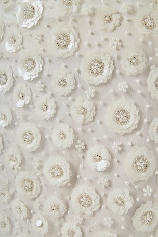 Flower Sequin Sheer Midi Skirt