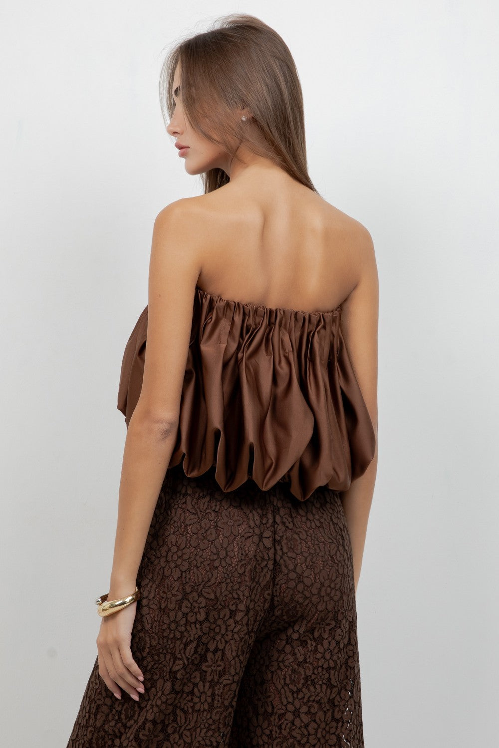 Strapless Multi Pleat Top