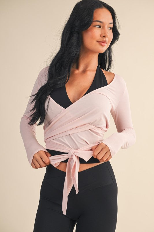Long Sleeve V Neck Wrap Top
