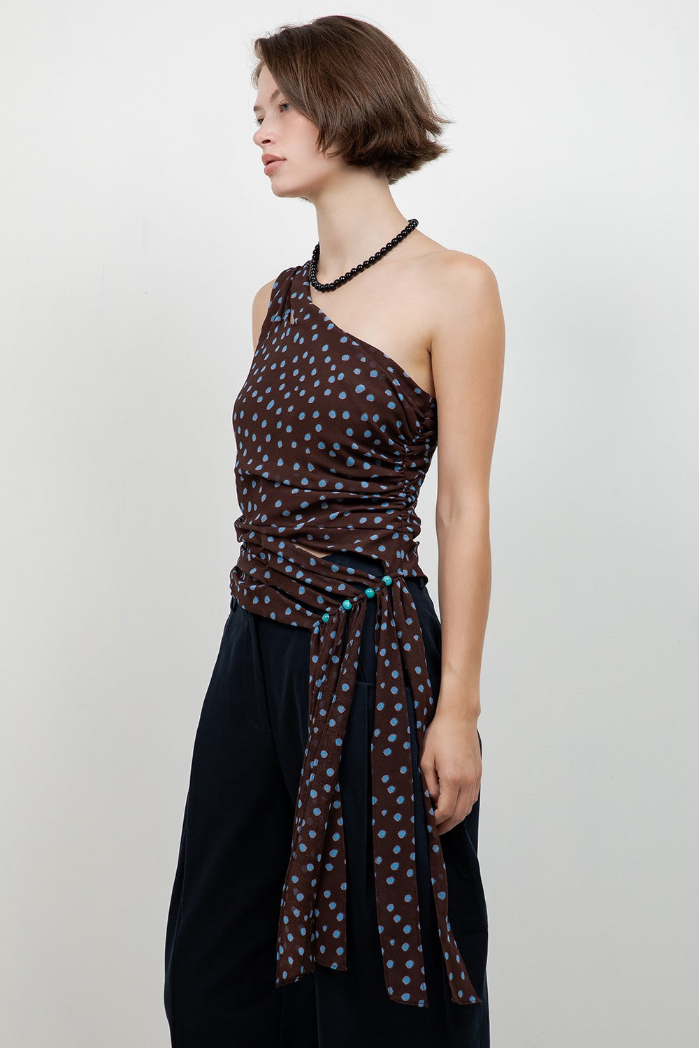 One Shoulder Polka Dot Top