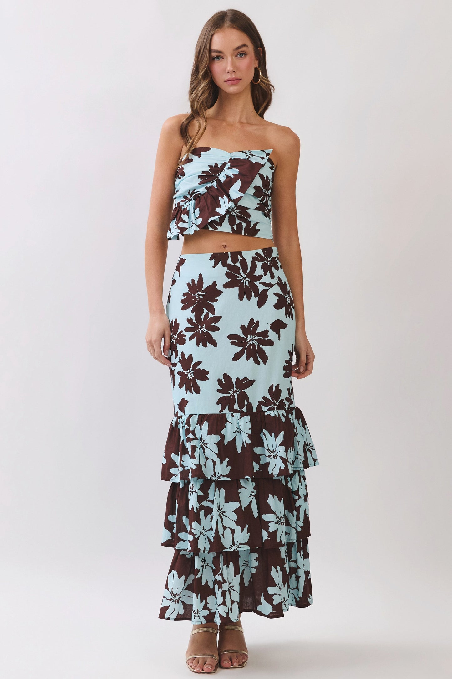 Floral Strapless Ruffle Set