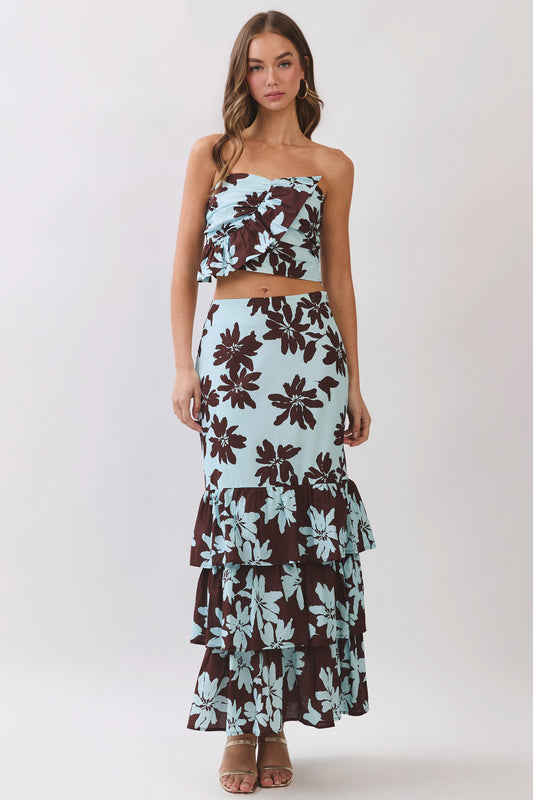 Floral Strapless Ruffle Set