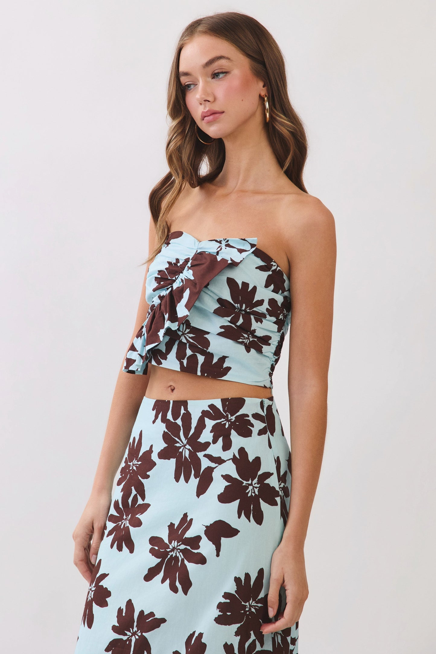 Floral Strapless Ruffle Set