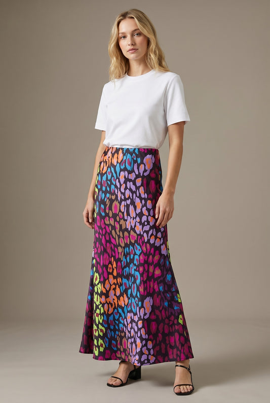 Cheetah Satin Skirt