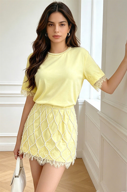 Pearl Net Lace Dress