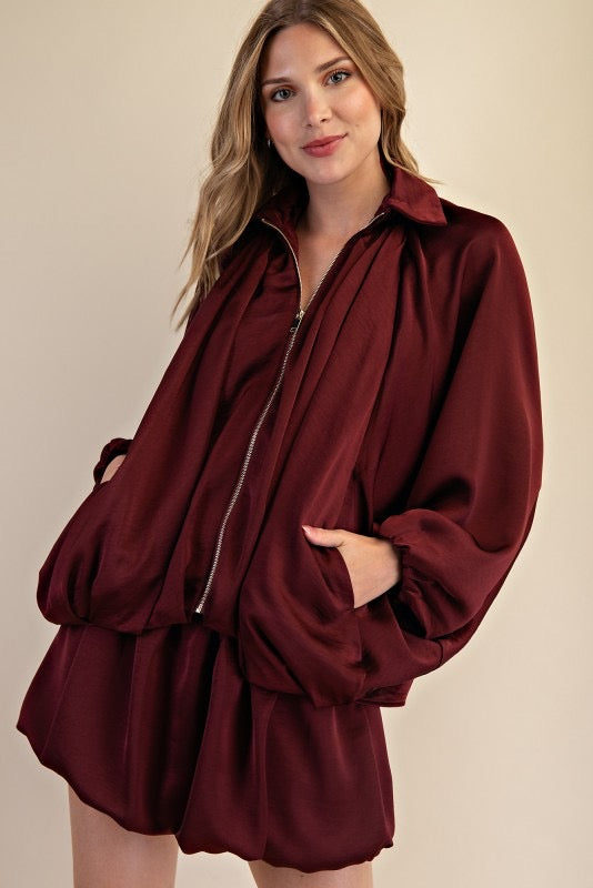 Burgundy Bomber Jacket