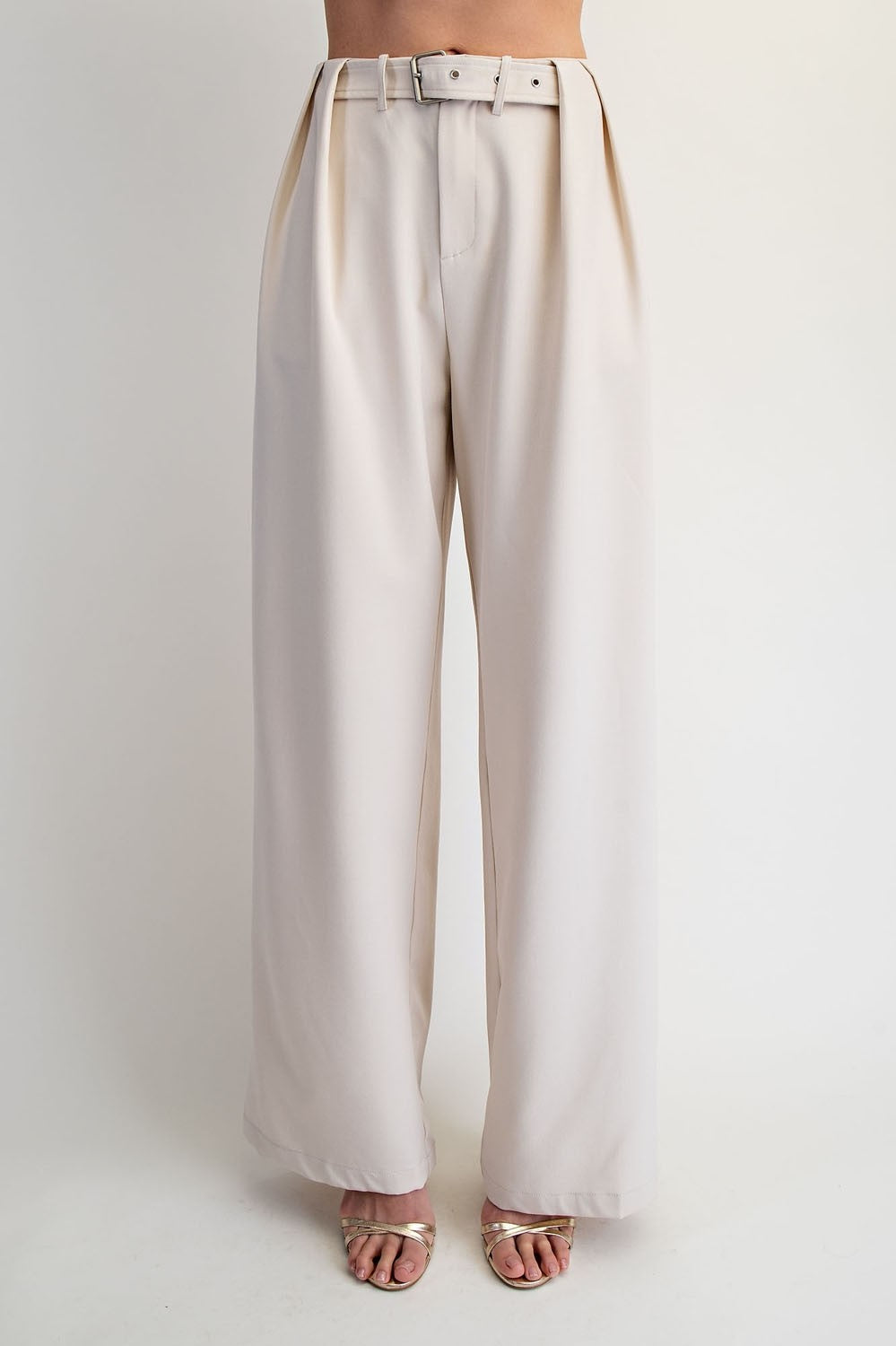 Belt Pleated Pants