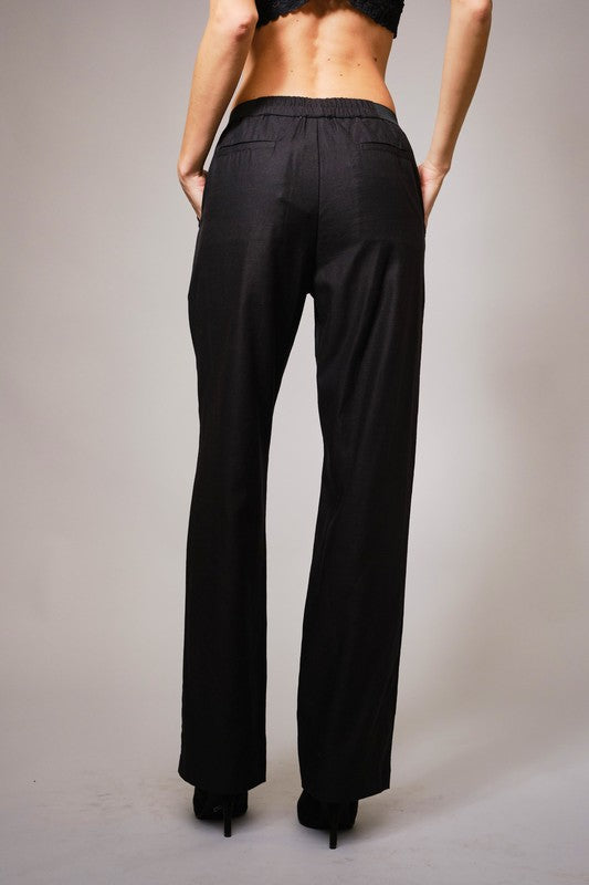 Twill Embroidered Studded Pants