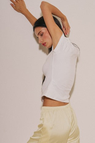 Knit Cotton Basic Fitted T-shirt