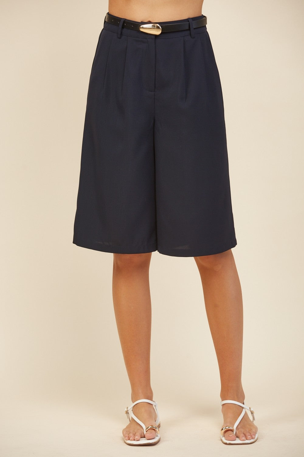 Pleated Jorts With Belt