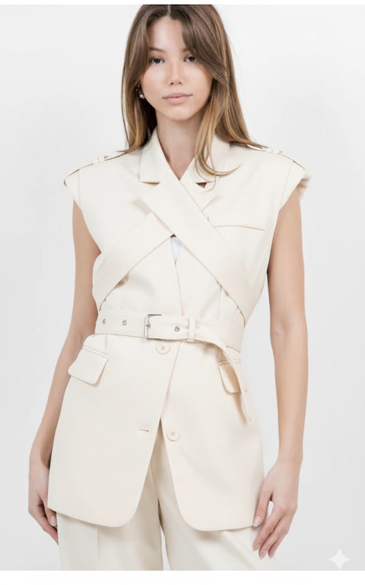 Jacket Vest W Wrapping Belt