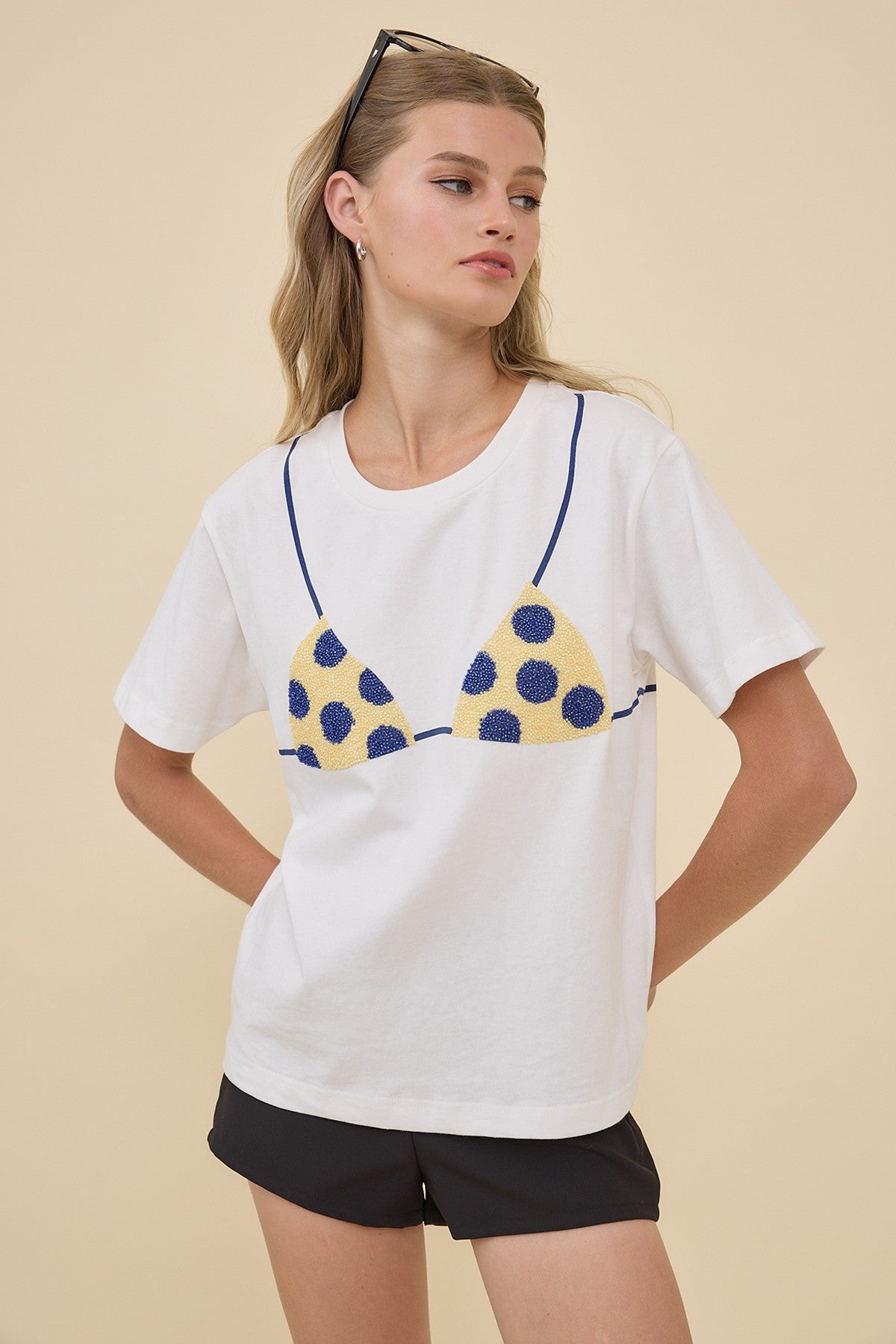 Polka Dot Print Bikini Top Shirt