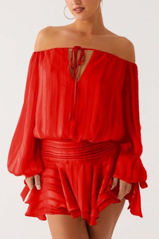 Off-shoulder Ruffle Skirt Dress