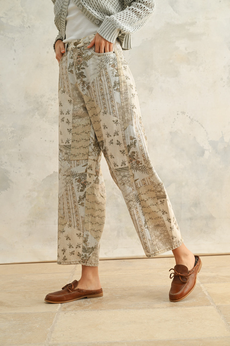 Multi Print Barrel Pants