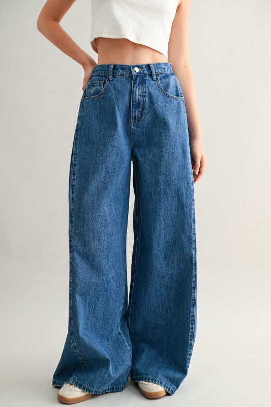 Mid-Rise Wide Leg Jeans