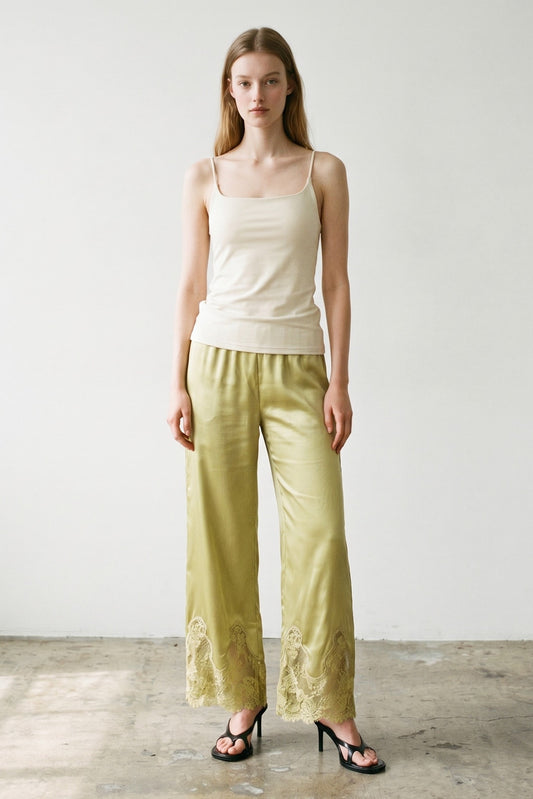 Olive Satin Pants