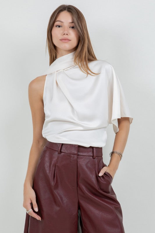 One Shoulder Top With Self Scarf