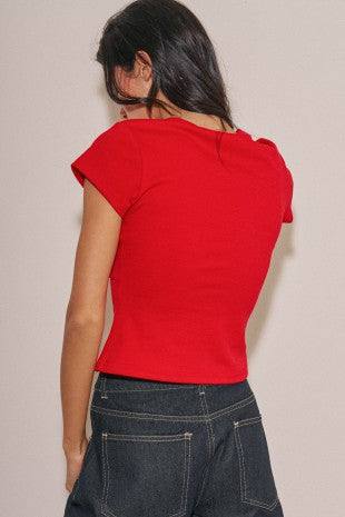 Knit Cotton Basic Fitted T-shirt