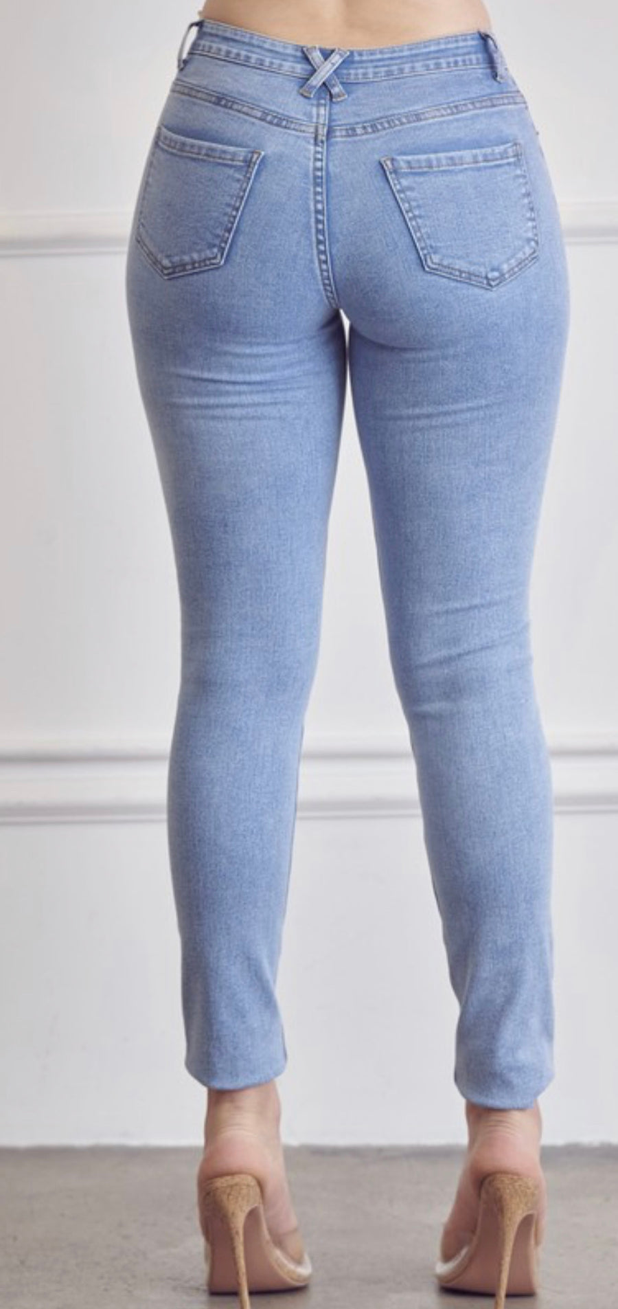 Rhinestone Slit Skinny Jean