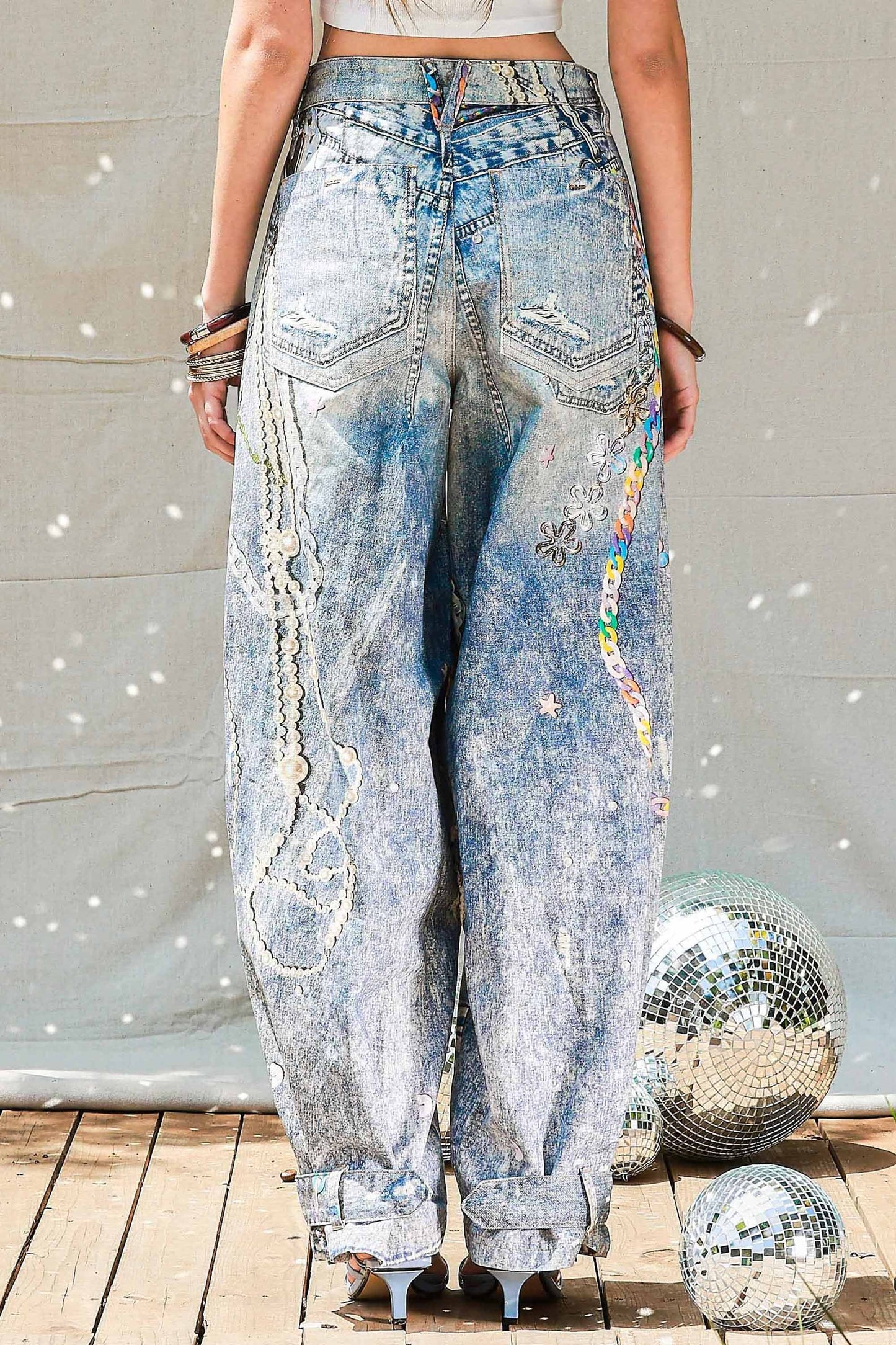 Digital Printed Barrel Jean