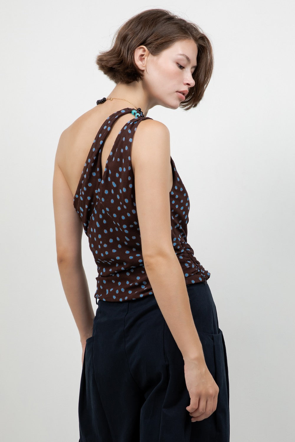 One Shoulder Polka Dot Top