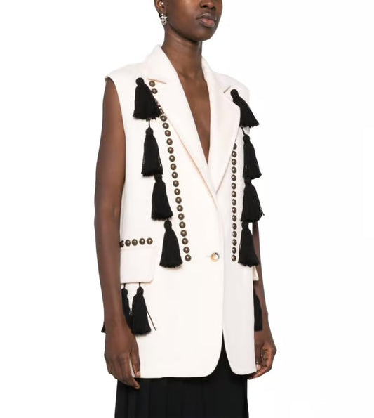 Studed Tassel Blazer Dress