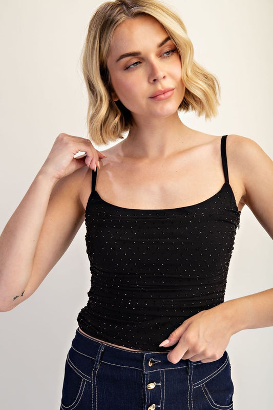 Rhinestone Mesh Top