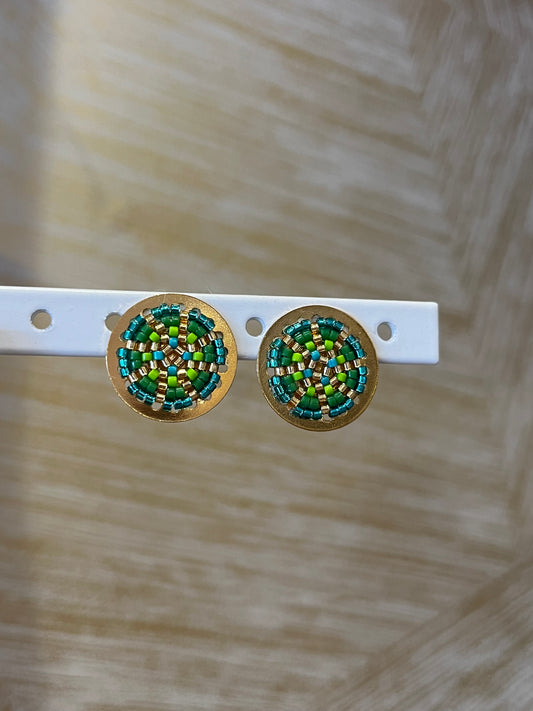 Green beads earrings