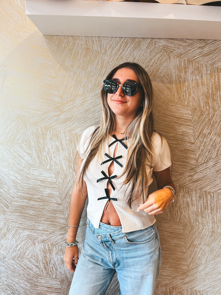 Ribbed Bow Top