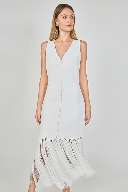 Fringe Knit Midi Dress