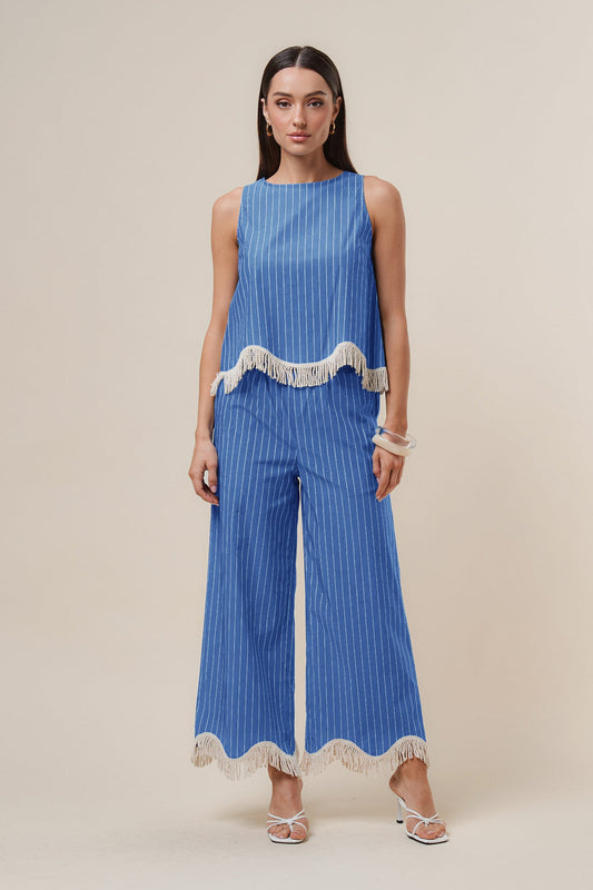 Fringe Stripes Pants Set